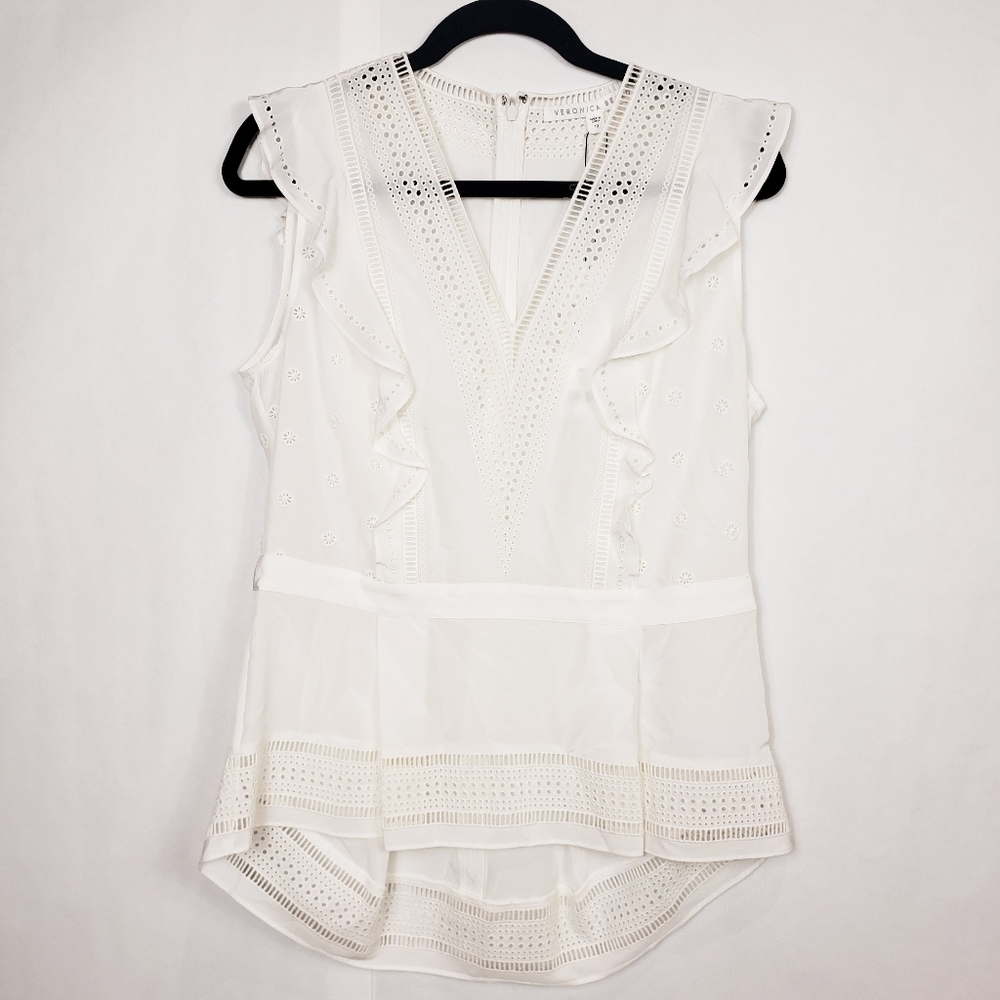 🆕️ Veronica Beard Brooke V-neck silk top - Picture 2 of 9